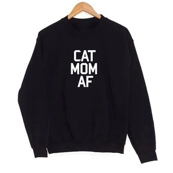 MAMMA KAĶIS AF Print Sieviešu Krekli Ikdienas Kokvilnas mētelis par kaķu mīļākais Smieklīgi hoodies Uz Lady Meitene, puloveri Hipster Tumblr
