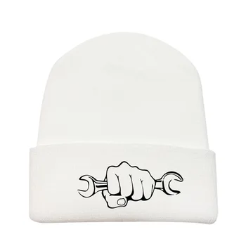 Ziemas cepure sieviešu pasūtījuma mikro-standarta motociklu uzgriežņu atslēgas adīta cepure visas spēles elastīgs vāciņu gadījuma beanie flip malām cepure