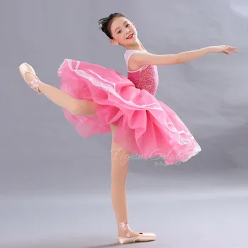 H2665 Bērnu Baleta Deju Kostīms Meitenēm, Tutu Kleita Profesionālās Darbības Posmā Konkurenci Pompon Deju Kleitas Valkā