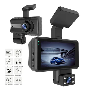 2 Kameras Dash Cam 1080P Priekšā un Iekšā 3 Collu Ekrāns Dashcam Black Box Vadītāja Ieraksti par Taksometru Uber AUTO DVR Atpakaļskata Kamera
