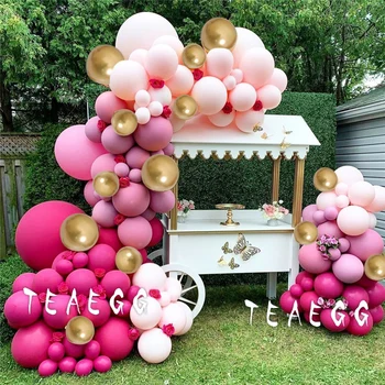136Pcs Zelta Balonu Vainags Arku Komplekts Baby Dušas Kāzas Partijas Apdare Dzimšanas dienu Meitene Retro Rozā Baloni Dekori