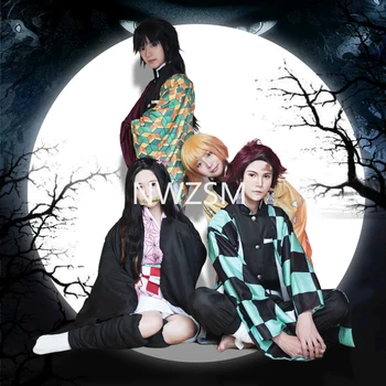 Anime Demon Slayer Cosplay Kostīmu Kamado Tanjirou Nezuko Kimetsu Nav Yaiba Kochou Shinobu Sieviešu Kimono Uzstādīt Halloween Vienotu