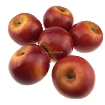 Gresorth 6pcs Spilgti Mākslīgā Red Apple Mākslīgās Viltus Āboli Augļu Home House Virtuves Skapī Apdare