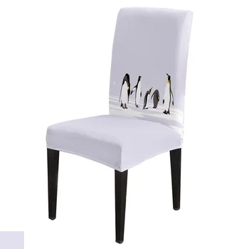 Ziemas Tēma Dzīvnieku Pingvīns Stiept Krēsla Pārsegs Hotel Ēdamistaba Banketu, Kāzu Svinības, Elastīgs Sēdeklis Krēslu Pārvalki