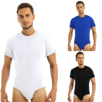 Vīriešiem Pieaugušo Apakšveļas Krekls Bodysuit latīņu Dancewear Īsām Piedurknēm Nospiediet Kājstarpes T-krekls Romper Leotard Vingrošana Dejas Tērpu Karstā