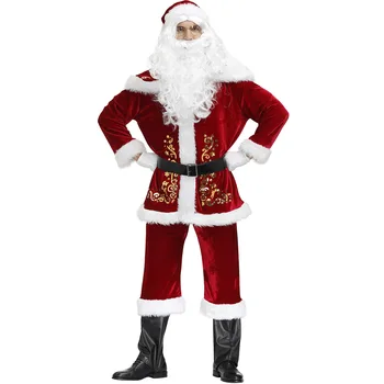 Jauns Sarkans Flaneļa Pieaugušo Cosplay Spēli Santa Claus Apģērbs Vīriešiem, Ziemassvētku Kostīms Ziemassvētki Vienotu Jaunā Gada Karnevāla Tērpi Pieaugušajiem