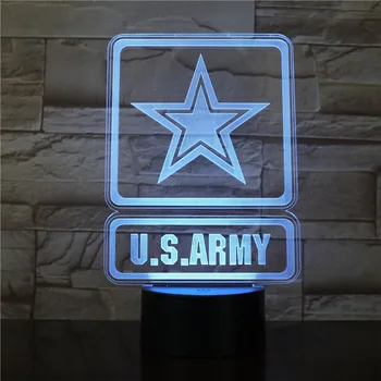 ASV Armijas Militārā Mūsdienu Atmosfērā 3D Dekori Vizuāli Lampas Nakts Gaisma Led Guļamistaba Kāzu Dropship Apdare Dzimšanas dienas Dāvana