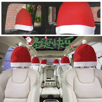 2022. gadam, Ziemassvētku Rotājumi Sarkanā Ziemassvētku Cepuri Ziemassvētku Automašīnas Krēsla Pārsegs Auto Atzveltnes Krēsls Vāka Dekori 2023 Priecīgus Ziemassvētkus