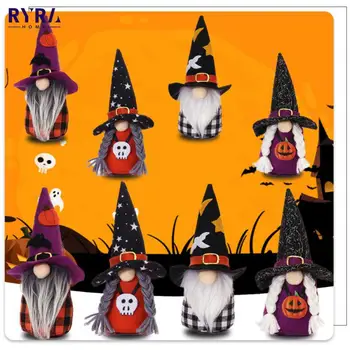 Plīša Lelles Sejas Halloween Gnome Lelle Kulonu Mājas Funny Skandināvijas Punduris Plīša Rotājumi Amatniecības Halloween Rotājumi