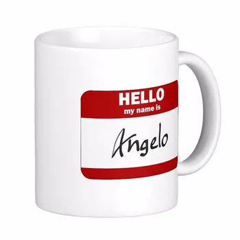 Sveiki Mans Vārds Ir Angelo Sarkana Balta Kafijas Krūzes Tējas Krūze Pielāgot Dāvana LVSURE Keramikas Kauss Ceļojumu Krūze Kafijas Krūzes
