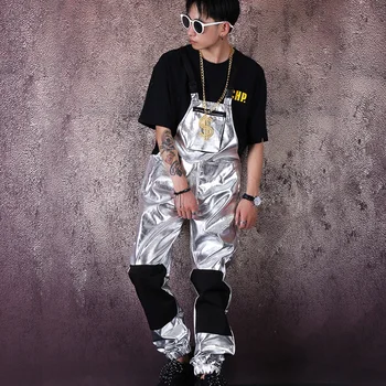 Sudraba Vīriešu Bikses Naktsklubs Apģērbs Hip-Hop Viengabala Bikses Modes (Dungriņi) Ropa De Hombre Pantalon Hommes Para Dziedātāja Skatuves