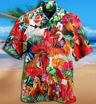2022 Havaju Vīriešu Krekli Smieklīgi Gailis Gadījuma Beach Vasaras Topi Kubas Stils Plus Lieluma Tauku Krekli Vīriešiem Pogu, Līdz Streetwear