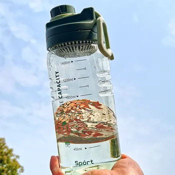 1500ml caurspīdīgas Plastmasas Sporta Kausa Fitnesa Skaidrs Ūdens Pudele Ar Trošu Ceļa Kauss Telpu Liela Jauda, Draudzīgas Ūdens Kauss