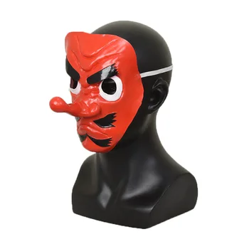 Anime Cosplay Masku Halloween Lateksa Pilnu Sejas Masku ar Sarkano Garš Deguns 3D Puse Tērpu Aksesuārus