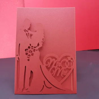 100gab lāzergriešanas Līgava & Līgavainis Ielūgumu Kartes, Kāzu Sirds Apsveikuma Kartītes Mariage Gadadienu Puse Rotājumi Piederumi