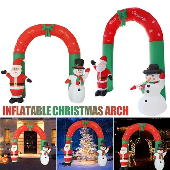 2.4 m Ziemassvētku Piepūšamās Arkā, Āra Apdare Santa Klauss Un Sniegavīrs Arkā Ar Ventilatora Dārza Pagalmā Vārtiem Puse Dekori