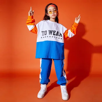 Mazulis Kpop Hip Hop Apģērbu Lielgabarīta sporta Krekls Krekls Top Streetwear Jogger Sviedri Bikses Meitene, Zēns, Džeza Deju Tērpu Apģērbs