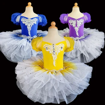 Violeta Zila Profesionālā Baleta Tutu Puķu Bērnu Baleta Kleitu Par Meitenēm, Bērniem Leotard Balerīna Kleita Sievietēm, Deju Apģērbi