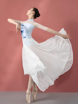 Baleta Svārki Balta Kleita Sieviešu Balerīna Pērļu Šifons Svārki Mūsdienu Deju Ropa Klasiskā Deju Kostīms Meitenēm
