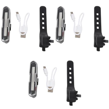 3X Velosipēdu Astes Gaismas Ultra Spilgti Velosipēds Gaismas USB Uzlādējams LED Velosipēda Aizmugurējās Gaismas 5 Gaismas Režīmā Lukturi