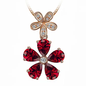 Modes zieds sarkanā kristāla dārgakmeņiem, ruby dimantu kulons kaklarotas sievietēm rose gold tone sānslīdi kaklasaite ķēdes juvelierizstrādājumu bijoux dāvanas