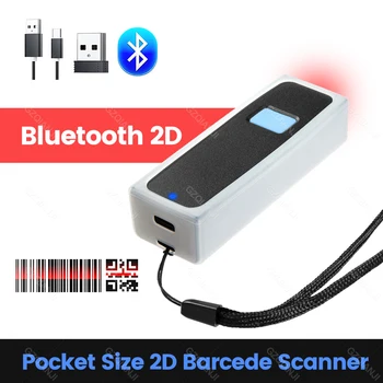 KMZONE Mini Kabatas Svītrkodu Skeneri, USB Vadu, Bluetooth 2.4 G Bezvadu 1D 2D QR PDF417 Bārs kods iPad, iPhone, Android Tablets PC
