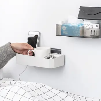 Perforators bezmaksas mobilo telefonu lādēšanas paliktni Sienas uzstādīts tālvadības uzglabāšanas kaste daudzfunkcionālā vannas istaba uzglabāšanas plaukts