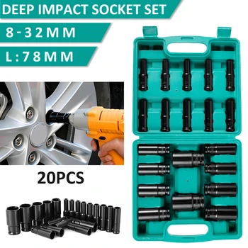 New20 Gab Deep Impact Socket Set Disku Metriskās Uzgriežņu atslēgas Ligzda 8 līdz 32mm lieljaudas Pneimatiskās Uzgriežņu atslēgas Riepu Noņemšanas Instrumenti