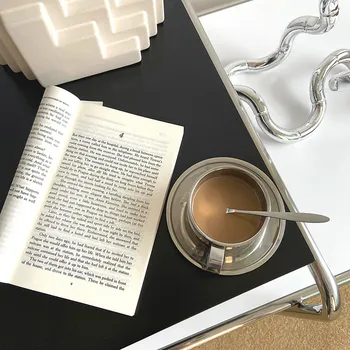 Cutelife Nordic Small Metāla Kafijas Tasi Šķīvītis Virtuves Brokastis Drinkware Latte Piena Rīkoties Ar Tēju Komplekts Atkārtoti Dekoratīvie