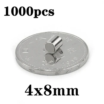 1000pcs Neodīma N35 Dia 4x8mm stipri Magnēti Tiny Disku NdFeB retzemju Amatniecības Modeļus, Ledusskapis Uzlīmēšanu magnēts 4x8 mm