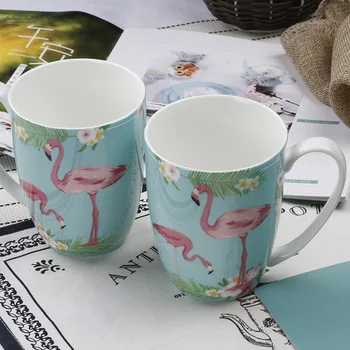 Keramikas Krūzes, Porcelāna Kafijas Rozā Krūze Tējas, Piena Kausa Flamingo Tases Radošus Pāris Dāvanu
